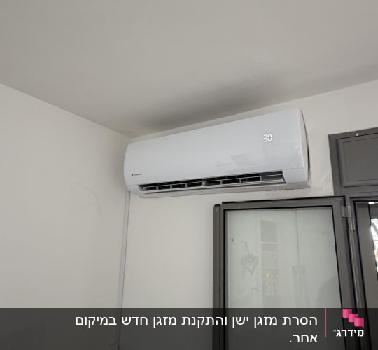 מזגן מותקן על קיר בחדר פנימי